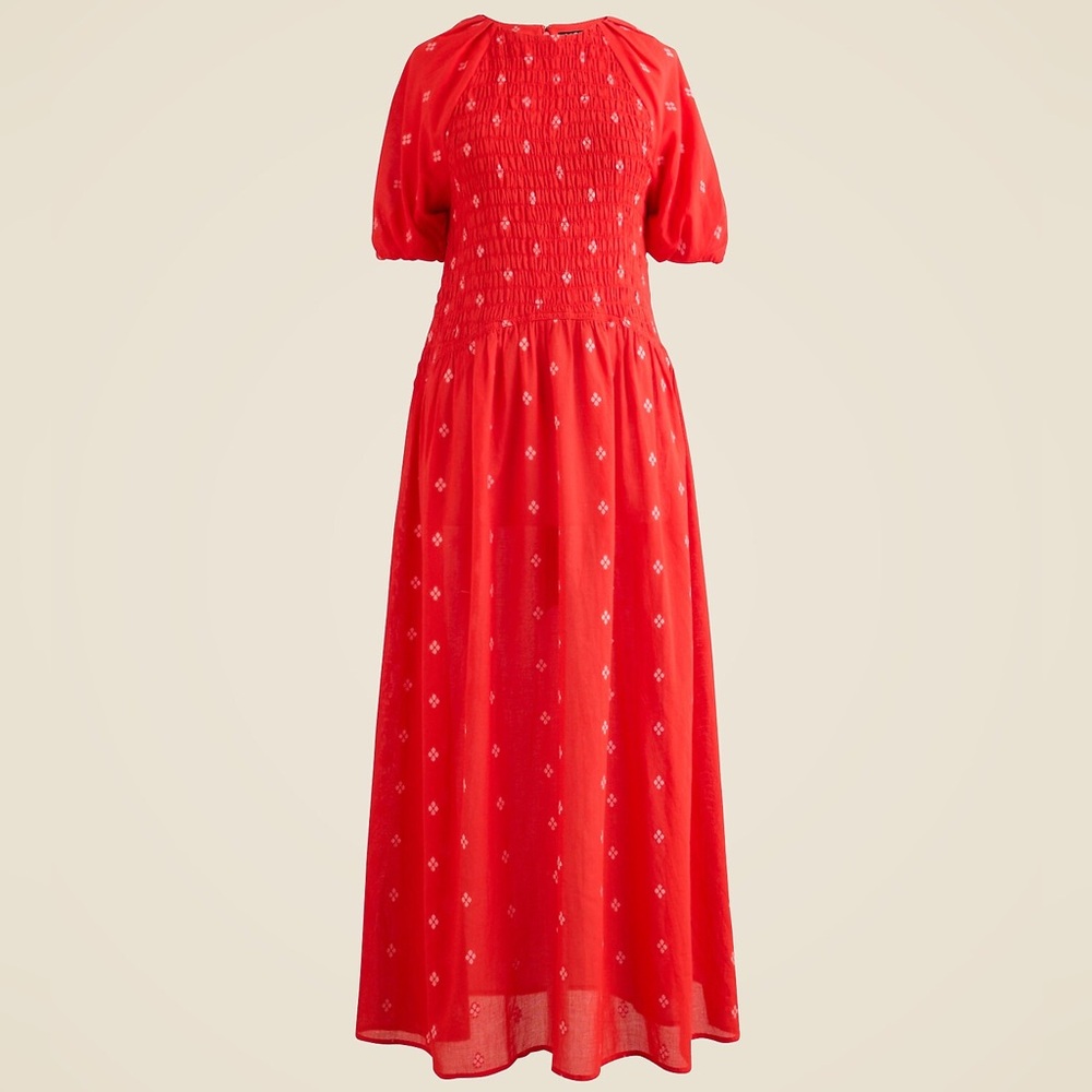 Meadow Dress in Cotton Poplin in Red with White Print | XL | NWT